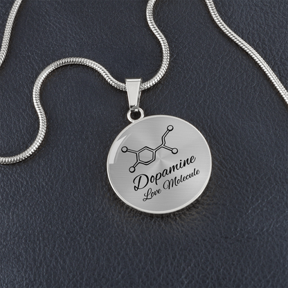 Dopamine Love Molecule Circle Necklace – Meaningful Science-Inspired Pendant Gift for Love, Connection & Joy