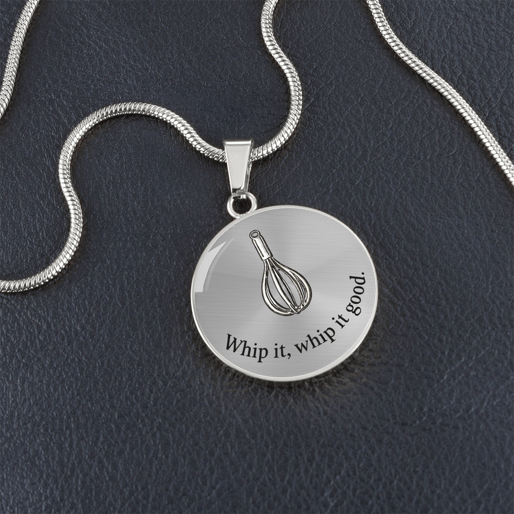 Whisk Outline Circle Necklace – Minimalist Baking Pendant Gift for Baking Lovers