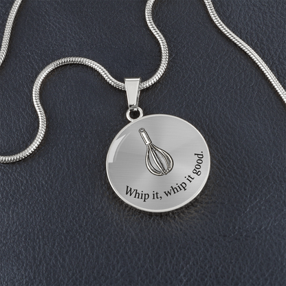 Whisk Outline Circle Necklace – Minimalist Baking Pendant Gift for Baking Lovers