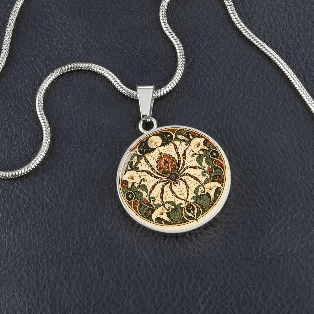 Moonlit Spider Necklace | Art Nouveau Celestial Pendant