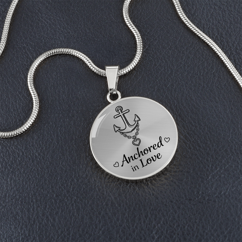 Refuse to Sink Circle Necklace – “Hope Anchors the Soul” Anchor & Heart Christian Pendant