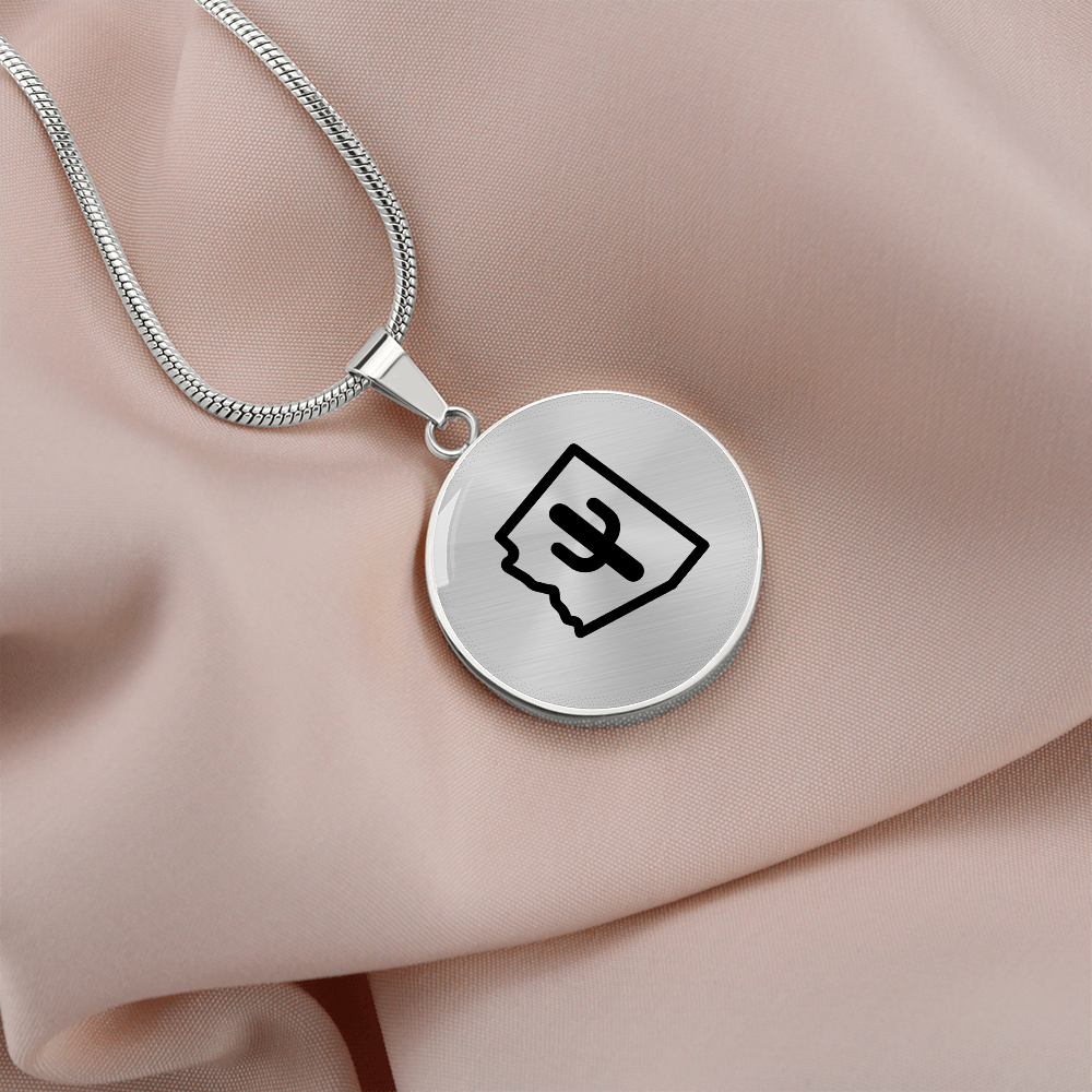 Arizona Cactus Necklace – Minimalist Arizona State Pendant Gift for Desert & Southwest Lovers