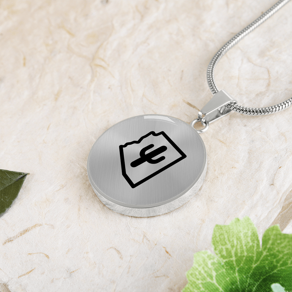 Arizona Cactus Necklace – Minimalist Arizona State Pendant Gift for Desert & Southwest Lovers