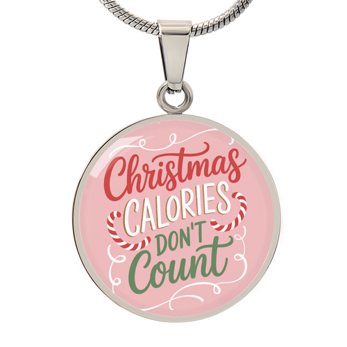 Christmas Calories Don't Count – Luxury Graphic Circle Necklace