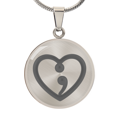 Semicolon Heart Necklace – Mental Health Awareness Jewelry | “Her Story Isn't Over Yet” Inspirational Gift
