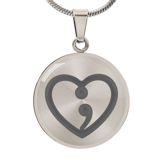 Semicolon Heart Necklace – Mental Health Awareness Jewelry | “Her Story Isn't Over Yet” Inspirational Gift