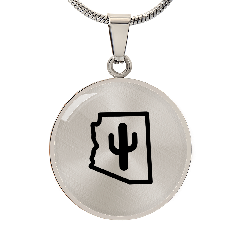 Arizona Cactus Necklace – Minimalist Arizona State Pendant Gift for Desert & Southwest Lovers