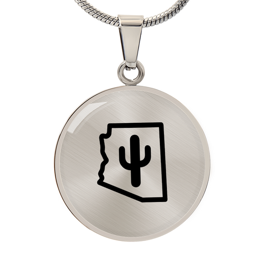 Arizona Cactus Necklace – Minimalist Arizona State Pendant Gift for Desert & Southwest Lovers