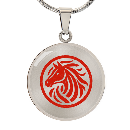 Year of the Horse pendant necklace symbolizing strength and prosperity