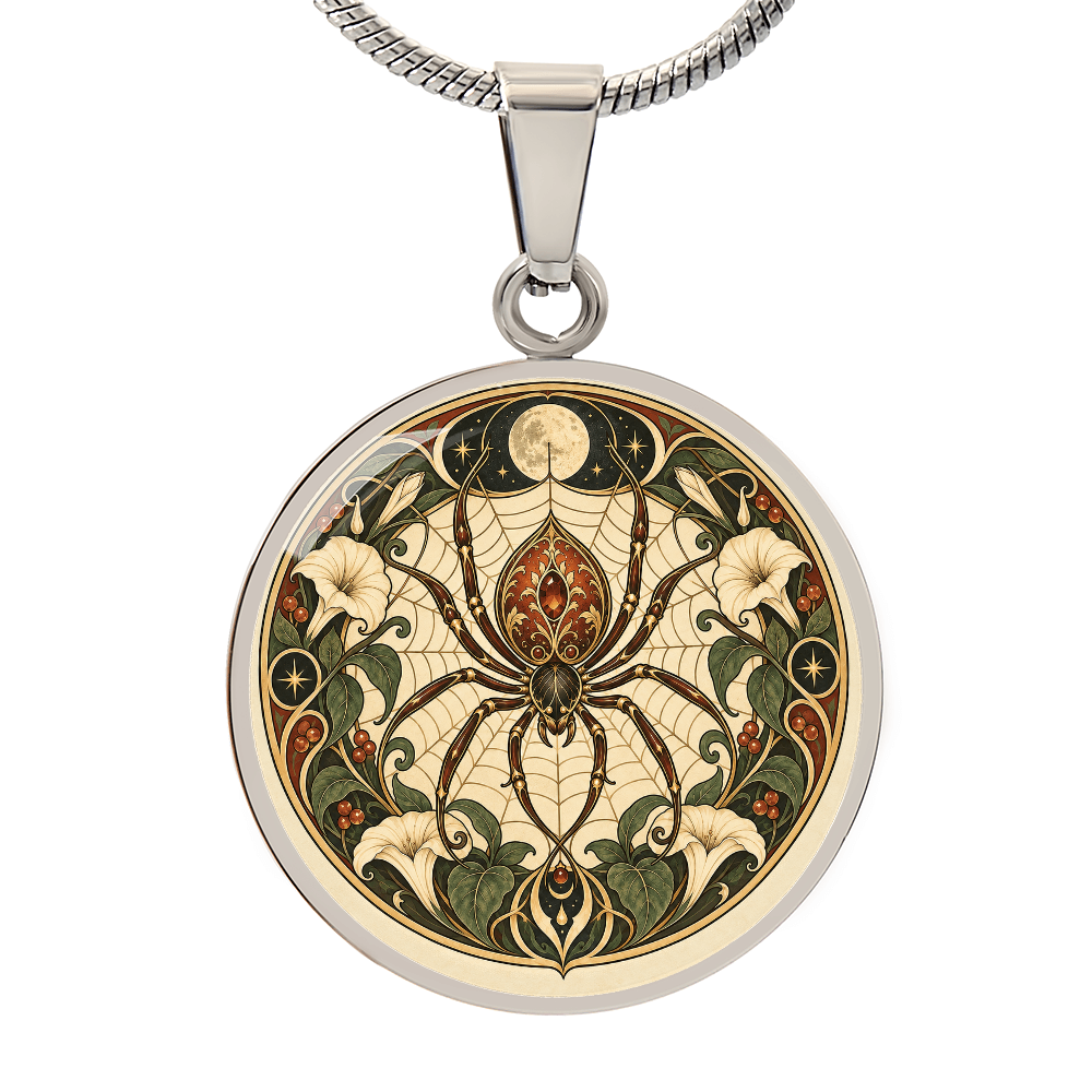 Moonlit Spider Necklace | Art Nouveau Celestial Pendant