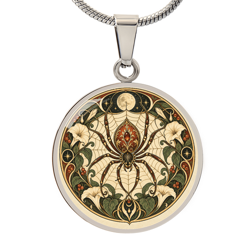 Moonlit Spider Necklace | Art Nouveau Celestial Pendant