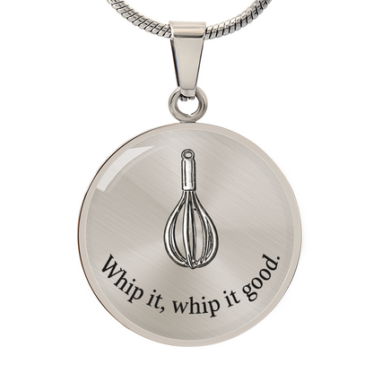 Whisk Outline Circle Necklace – Minimalist Baking Pendant Gift for Baking Lovers
