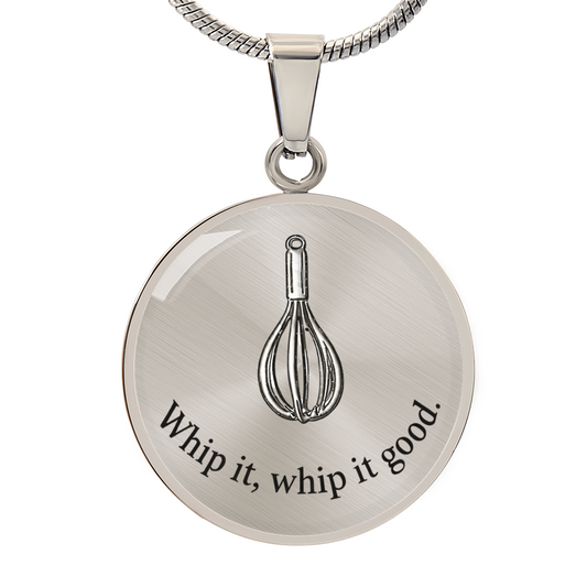 Whisk Outline Circle Necklace – Minimalist Baking Pendant Gift for Baking Lovers