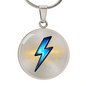 Lightning Bolt Thunder Necklace – Luxury Graphic Circle Pendant, Flash Thunderbolt Charm, Strength & Power Necklace for Her