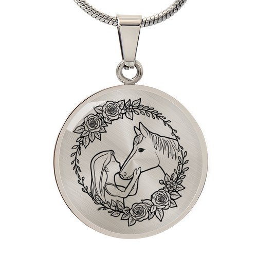 Girl and horse heart necklace symbolic jewelry gift for horse lovers