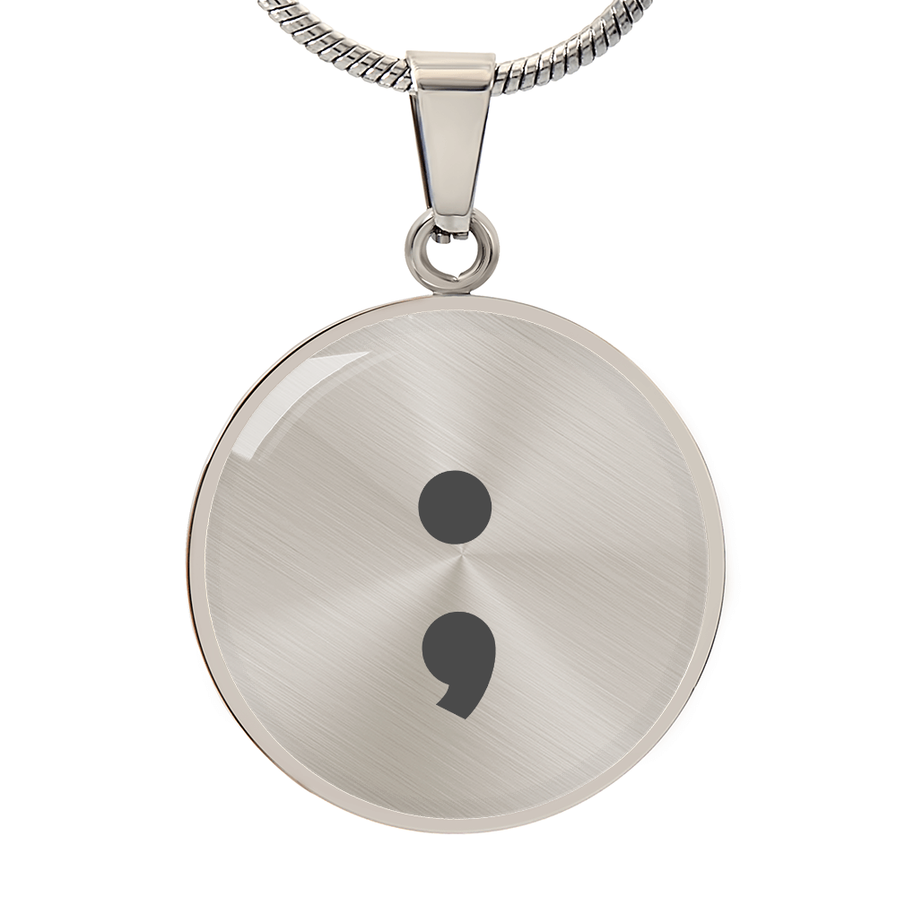 Semicolon Necklace – Inspirational Mental Health Awareness Jewelry | Meaningful Keepsake Gift for Her