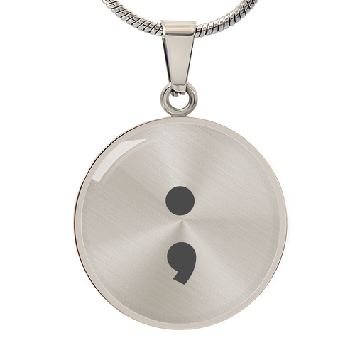 Semicolon Necklace – Inspirational Mental Health Awareness Jewelry | Meaningful Keepsake Gift for Her