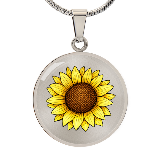 Sunflower Circle Necklace – A Symbol of Positivity, Strength & Everlasting Love