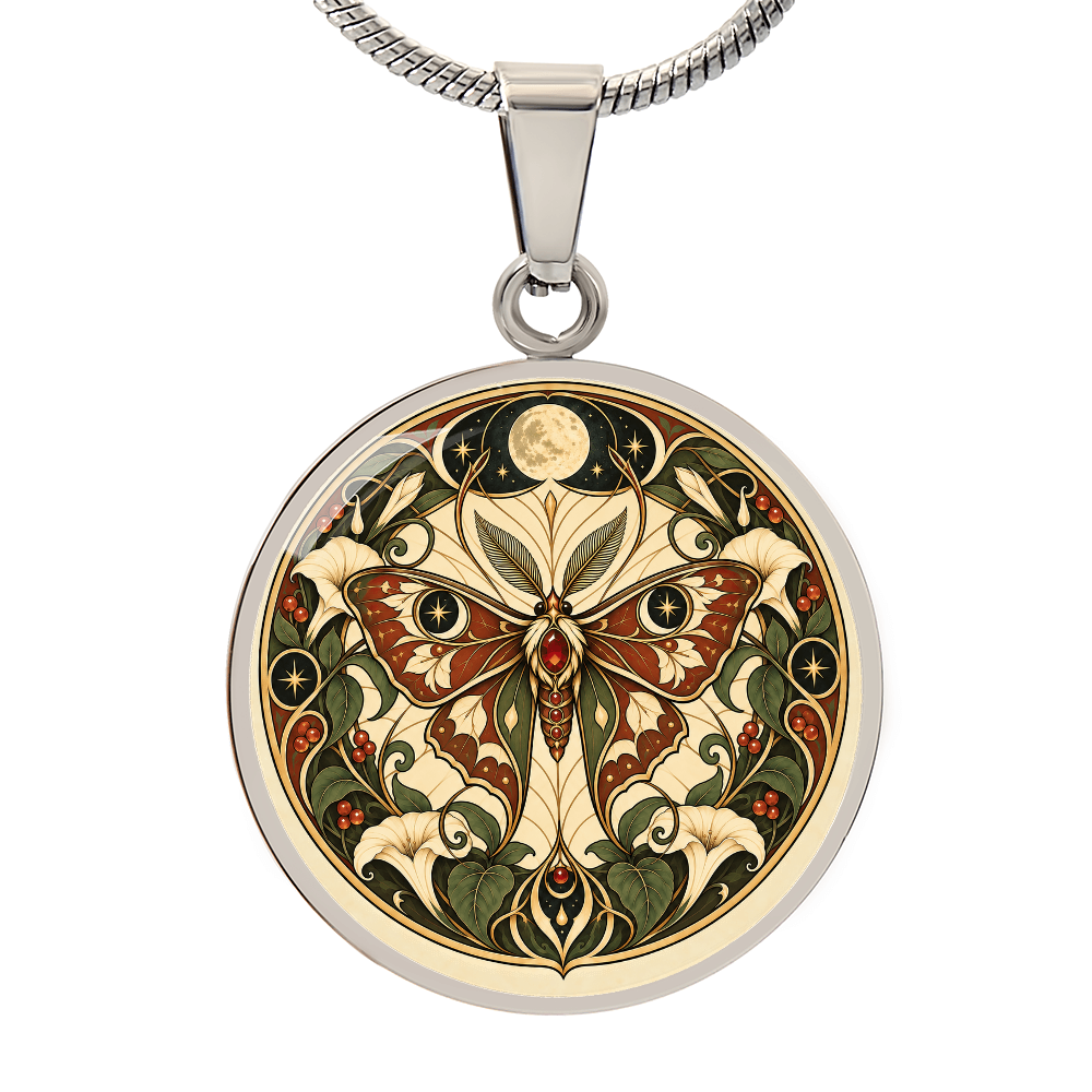 Moonlit Moth Necklace | Art Nouveau Celestial Pendant