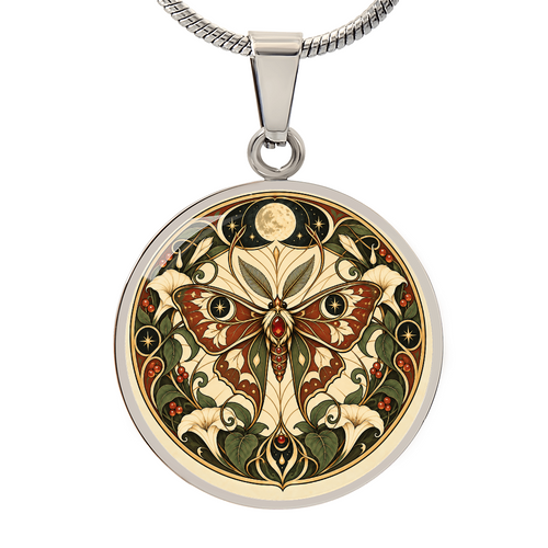 Moonlit Moth Necklace | Art Nouveau Celestial Pendant