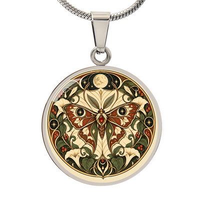Moonlit Moth Necklace | Art Nouveau Celestial Pendant