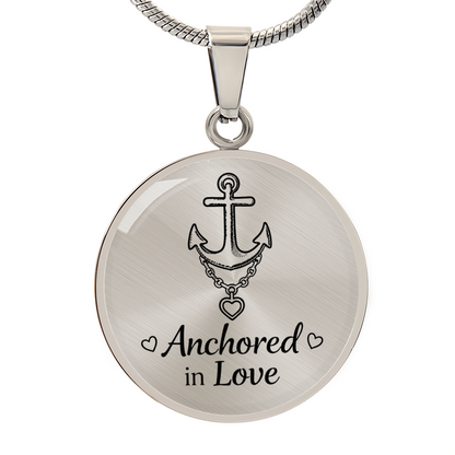 Refuse to Sink Circle Necklace – “Hope Anchors the Soul” Anchor & Heart Christian Pendant