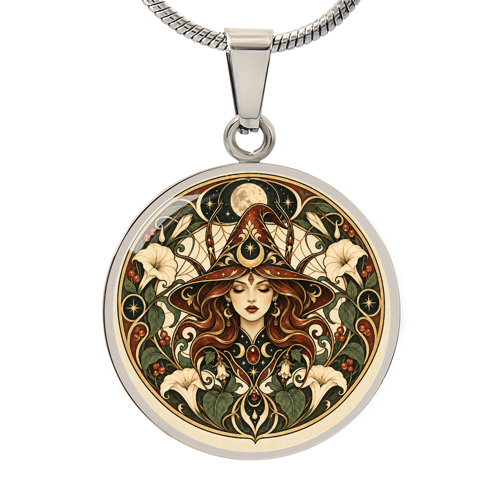Moonlit Witch Necklace | Art Nouveau Celestial Pendant