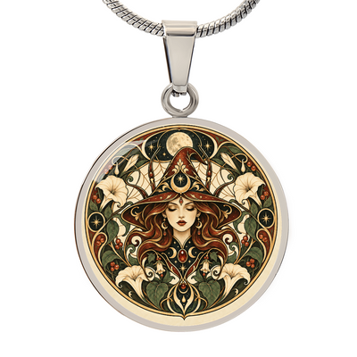 Moonlit Witch Necklace | Art Nouveau Celestial Pendant