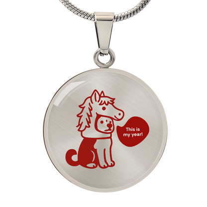 This Is My Year pendant necklace with dog and horse design