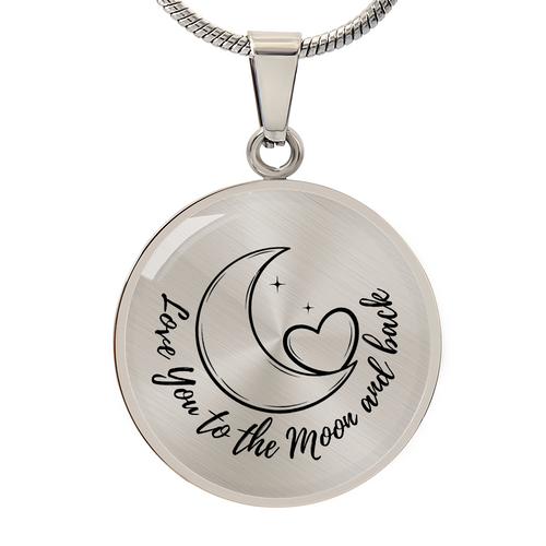 Love You to the Moon and Back Necklace – Moon & Heart Pendant Gift for Her, Romantic Anniversary Gift