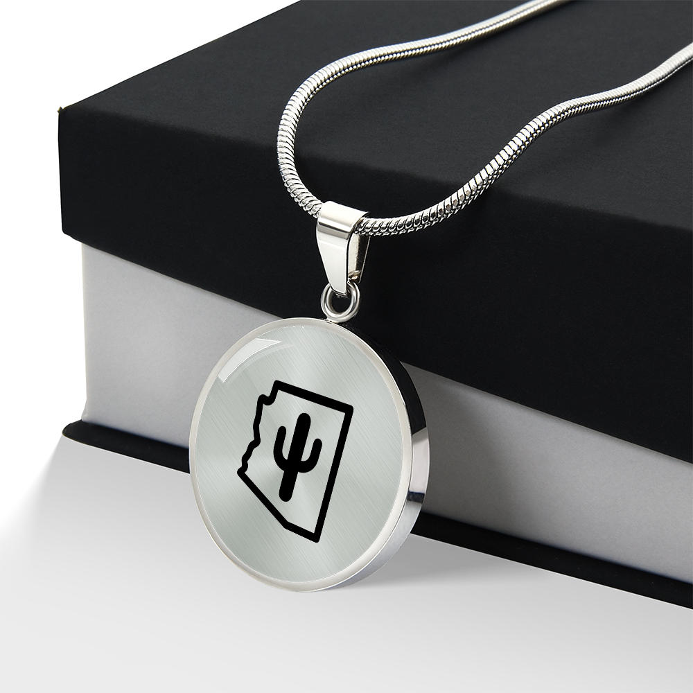 Arizona Cactus Necklace – Minimalist Arizona State Pendant Gift for Desert & Southwest Lovers