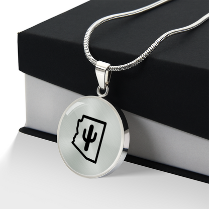 Arizona Cactus Necklace – Minimalist Arizona State Pendant Gift for Desert & Southwest Lovers