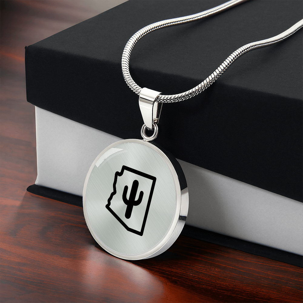 Arizona Cactus Necklace – Minimalist Arizona State Pendant Gift for Desert & Southwest Lovers
