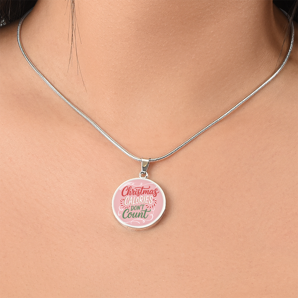 Christmas Calories Don't Count – Luxury Graphic Circle Necklace