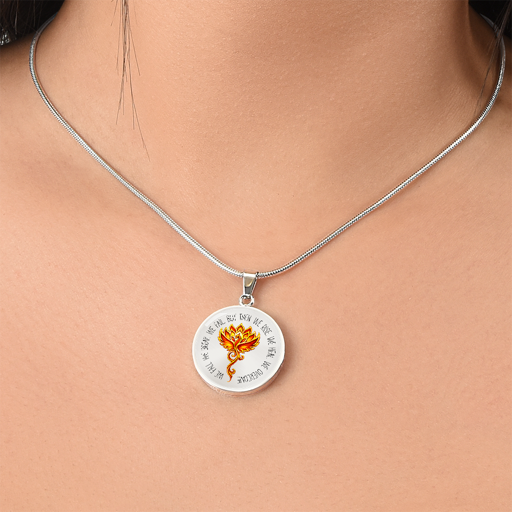 Phoenix Om Lotus Necklace – Luxury Graphic Circle Pendant, Spiritual Rebirth & Strength Necklace for Her, Meaningful Healing Jewelry Gift