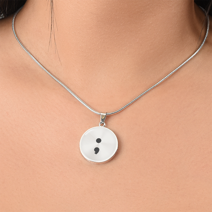 Semicolon Necklace – Inspirational Mental Health Awareness Jewelry | Meaningful Keepsake Gift for Her