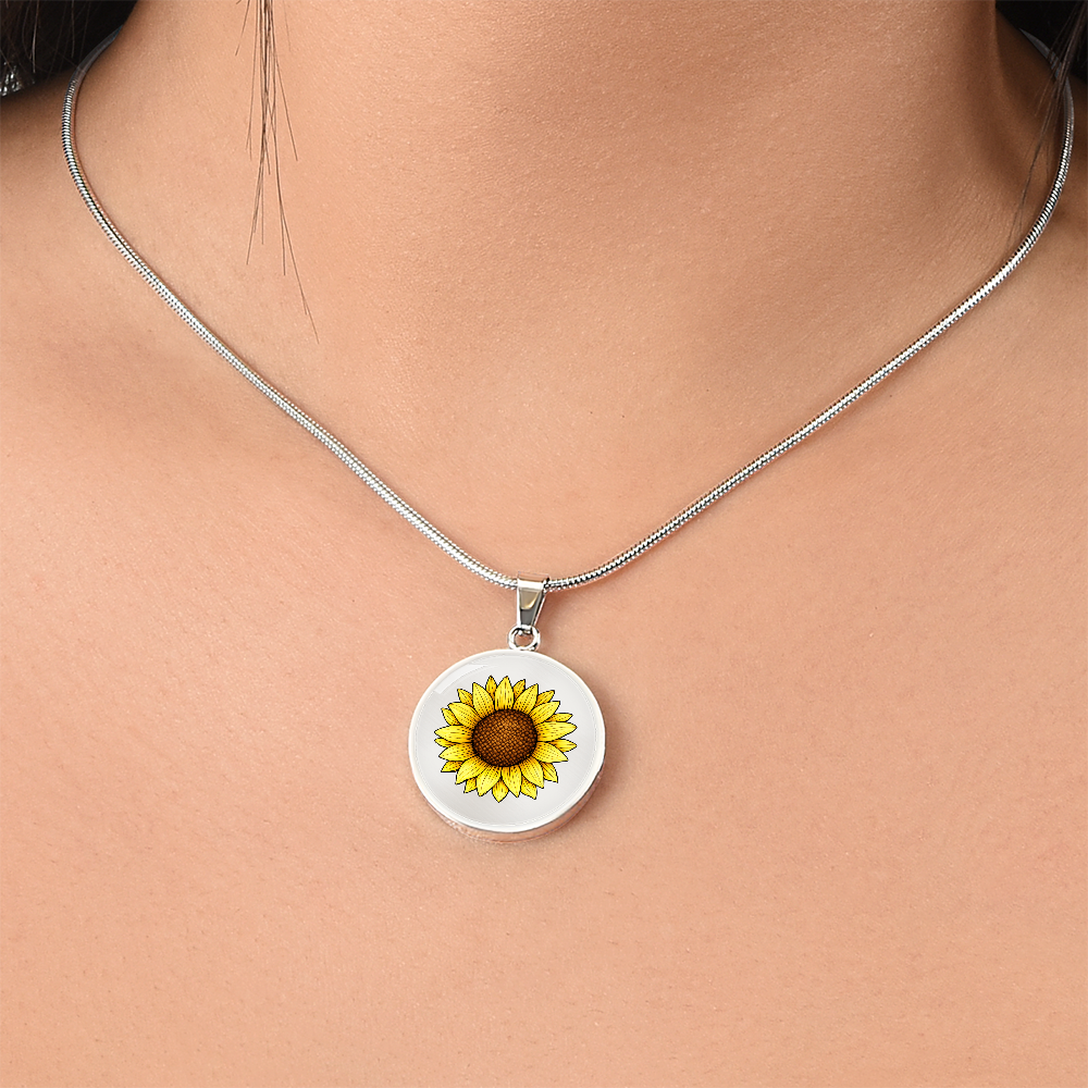 Sunflower Circle Necklace – A Symbol of Positivity, Strength & Everlasting Love