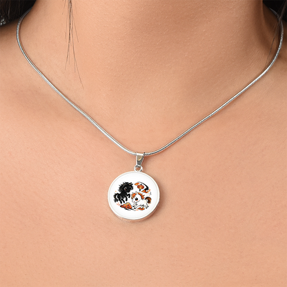 Close-up of fire horse pendant with Lunar New Year design