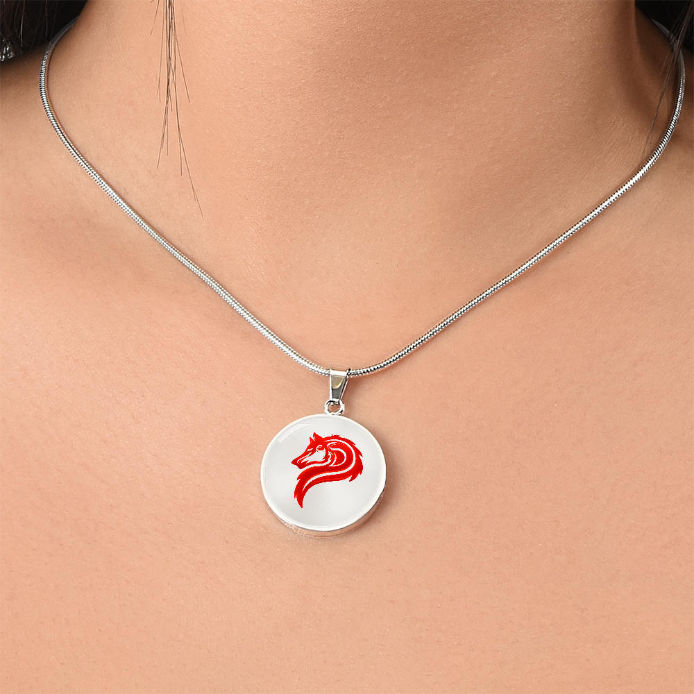 Luxury Circle Graphic Wolf Necklace – Symbol of Strength & Loyalty, Wolf Spirit Pendant, Meaningful Gift Jewelry for Her