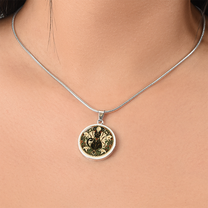 Moonlit Black Cat Necklace | Art Nouveau Celestial Pendant