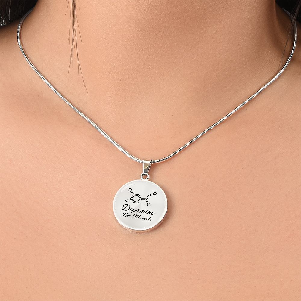 Dopamine Love Molecule Circle Necklace – Meaningful Science-Inspired Pendant Gift for Love, Connection & Joy