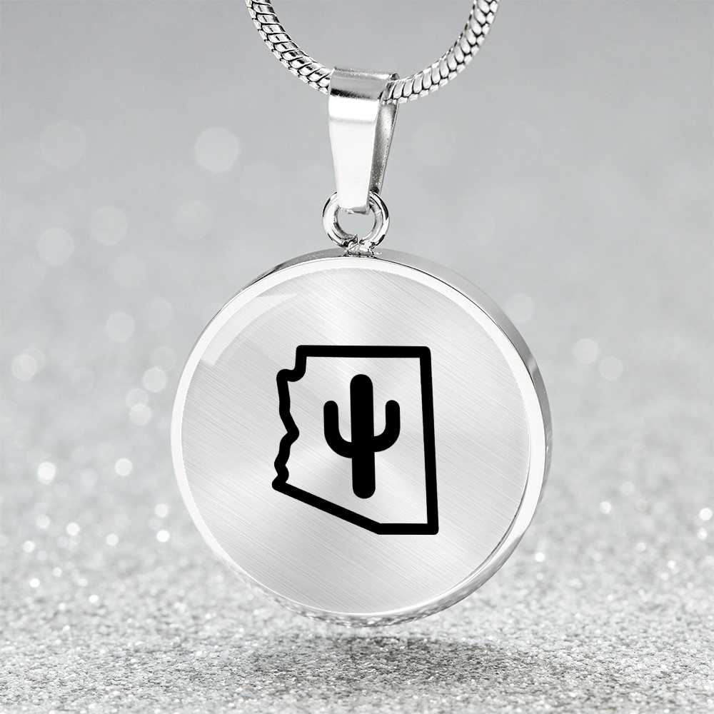 Arizona Cactus Necklace – Minimalist Arizona State Pendant Gift for Desert & Southwest Lovers