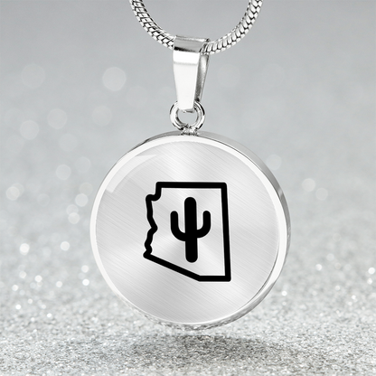 Arizona Cactus Necklace – Minimalist Arizona State Pendant Gift for Desert & Southwest Lovers