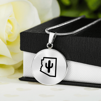 Arizona Cactus Necklace – Minimalist Arizona State Pendant Gift for Desert & Southwest Lovers