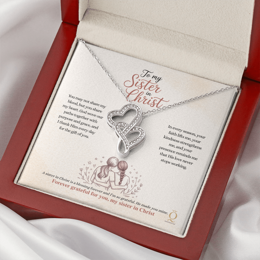 Inspirational heart necklace for sister in Christ