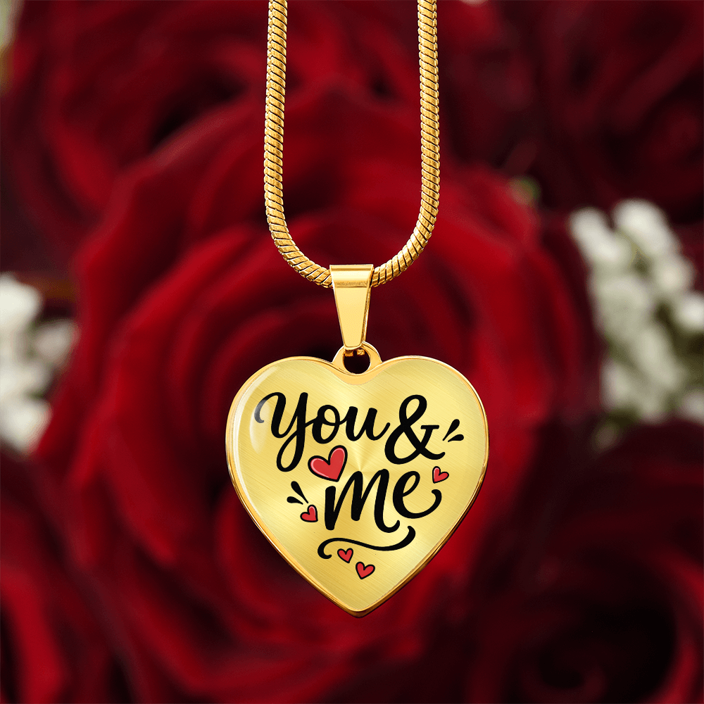 "You & Me" Luxury Heart Pendant Necklace with Red Hearts | Perfect Valentine's Day Gift for Couples | Customizable Love Jewelry