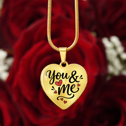 "You & Me" Luxury Heart Pendant Necklace with Red Hearts | Perfect Valentine's Day Gift for Couples | Customizable Love Jewelry