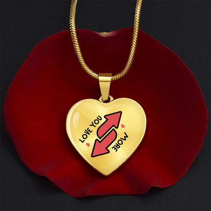 Luxury Heart Pendant Necklace – “Love You More” | Reverse Card Inspired Valentine Gift | Playful Romantic Jewelry