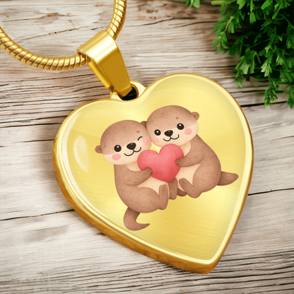 Otter Heart Necklace – Cute Couple Jewelry