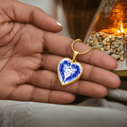 Luxury Heart Graphic Necklace – Wolf Spirit Protection Pendant, Symbol of Strength & Loyalty, Meaningful Gift Jewelry for Her